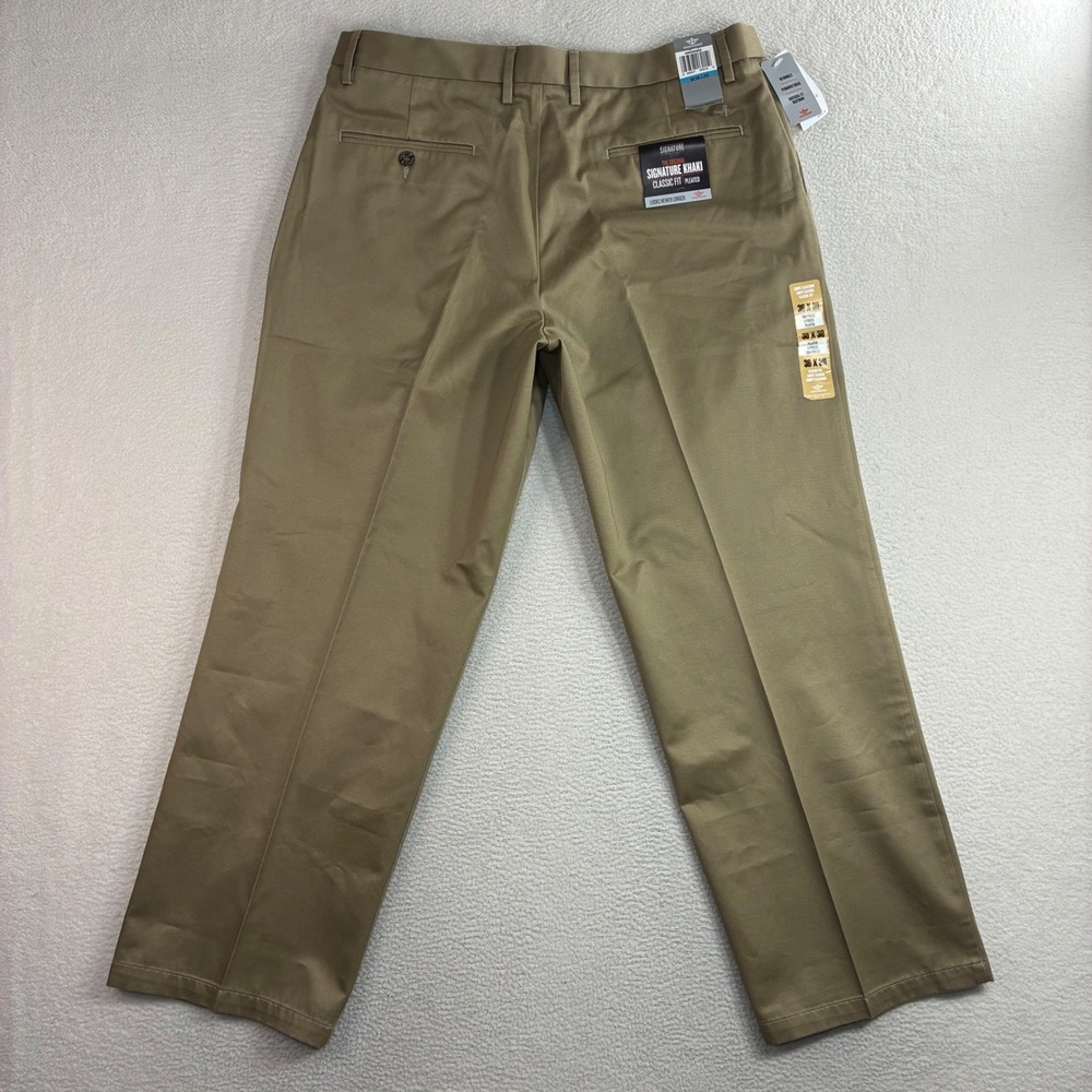 Dockers Signature Khaki Chino Pants Men 36x30 Tan Straight‎ Cotton Stretch NWT